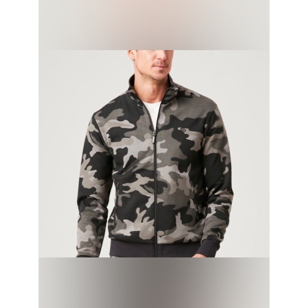 Flint Park NWT Men Small Grey Black Camo Camouflage Pockets Court Jacket Fall
